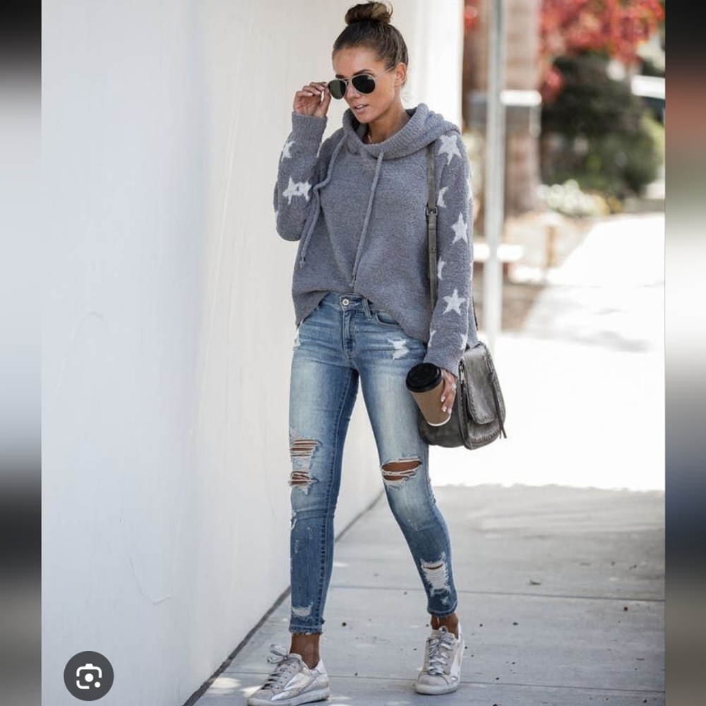 Vici Soft Green/Grey Textured Sweater Oversize